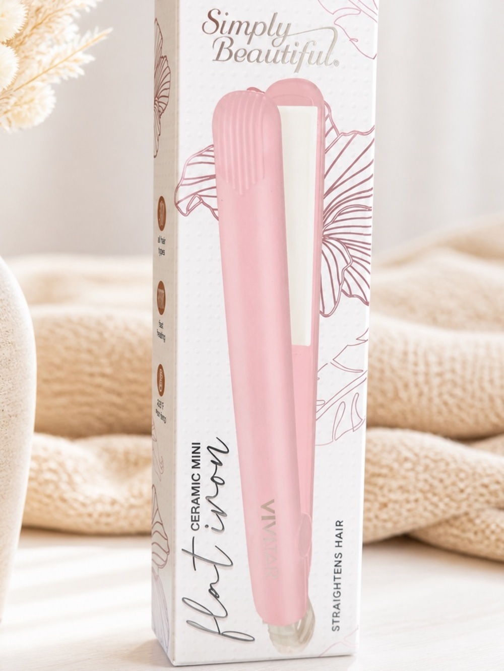 New Pink Ceramic Mini Flat Iron - Travel Hair Straightener